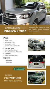 2017 Toyota Innova 2.8 E Diesel AT in Quezon City, Metro Manila
