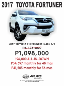 White Toyota Fortuner 2017 for sale in Cainta