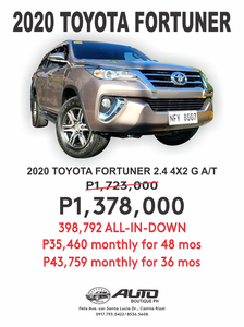 2020 Toyota Fortuner 2.4 G Diesel 4x2 AT in Cainta, Rizal