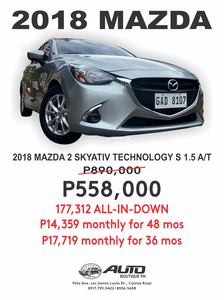 2018 Mazda 2 SKYACTIV S Sedan AT in Cainta, Rizal