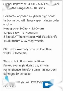 Subaru WRX STI Hatchback Prestine Conditions