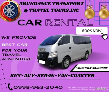 VAN FOR RENT FOR FAMILY OUTING/TOURS TO ANY POINT OF LUZON