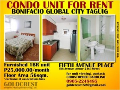 1BR Condo for Rent Bonifacio Global City Taguig - Taguig - free classifieds in Philippines