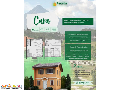 Camella Hillcrest Legazi House and Lot For Sale - Cara Unit