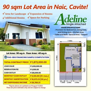 Bungalow Single Attached For Sale in Naic Country Homes, Cavite