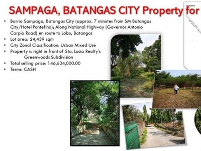 Lot For Sale In Sampaga, Batangas City