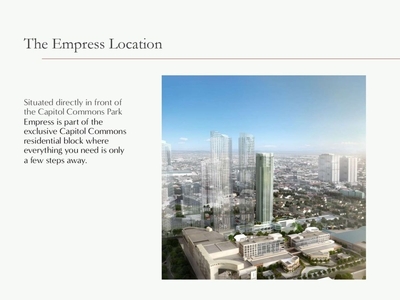The Empress at Capitol Commons I 65 sqm, 1 Bedroom Unit for Sale in Pasig City