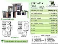 Cristina Model House for Sale at Riverina Subdivision San Pablo City, Laguna