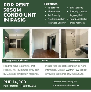 1 bed 1 bath 30 SQM Condo for Rent Lease - The Rochester Condominiums Parklane Tower San Joaquin Pasig City on Carousell