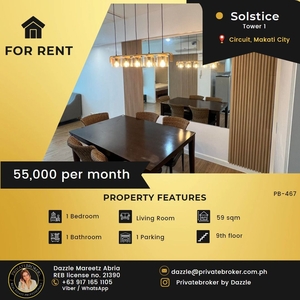 1br with Balcony for Rent at Solstice Tower 1 Makati on Carousell