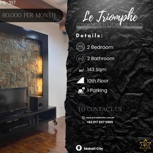 2BR Unit For Rent at Le Triomphe on Carousell
