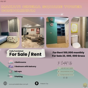 3 Bedroom Unit For Rent / For Sale at Makati Cinema Square Towe on Carousell