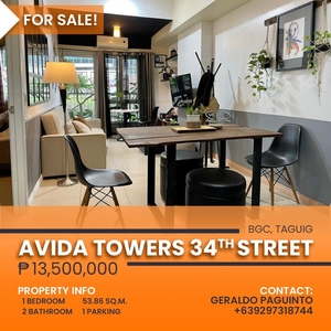 Avida Towers 34th Street 1 Bedroom Condo unit for Sale | 1 BR condominium in BGC | Taguig | Near Icon Residences