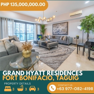 BEST PRICED Grand Hyatt Residences 3 Bedroom Unit with 3 Parking Slots For Sale Fully Furnished All IN at 135M BGC Taguig City Fort Bonifacio Ready to Move in on Carousell