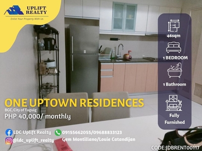 For rent 1 bedroom fully furnished unit in One uptown residences BGC on Carousell