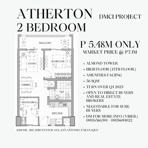 FOR SALE! 2BR WITH BALCONY BELOW MARKET PRICE ATHERTON RESIDENCES on Carousell