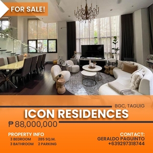 Icon Residences 3 Bedroom Condo For Sale | BGC