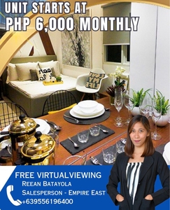 Most Affordable Pre-selling Rent to Own Condo in the Market starts 6K MONTHLY STUDIO/1BR/2BR NO DOWNPAYMENT AVAIL 10% PROMO DISCOUNT near Marikina
