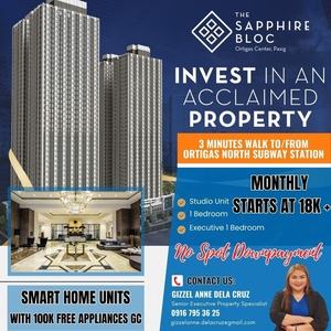 Affordable Rent to Own 1 Bedroom and 2 Bedroom Ready For Occupancy Condo Unit For Sale in Ortigas Pasig at The Sapphire Bloc Near ADB