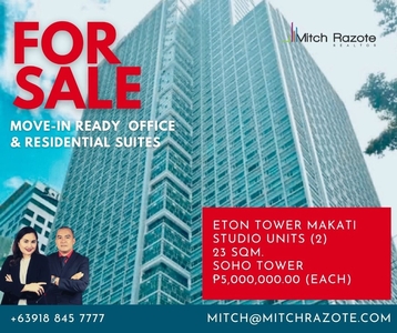 Office or Residential Studio Units For Sale at Eton Tower Makati Dela Rosa Street in Salcedo Village on Carousell