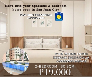 Own a spacious 2-BEDROOM Pag-ibig Financing Approved Rent to Own Condo in SanJuan 19K MONTHLY! AVAIL 5% DISCOUNT on Carousell
