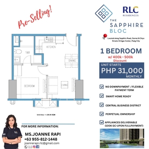 Pre-selling condo in Ortigas 1Bedroom unit for sale in Sapphire Bloc South Tower on Carousell