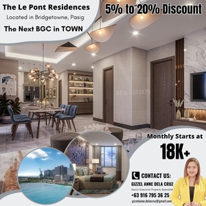 Pre-Selling High-End Pet Frienldy 2 bedroom condo unit for sale in Bridgetowne Pasig near BGC at The Le Pont Residences on Carousell