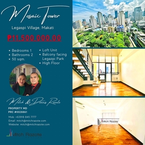 Rare 1 Bedroom Loft Unit For Sale at Mosaic Tower Near Greenbelt Makati with an Amazing Unobstructed View of Legazpi Park on Carousell