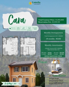 Camella Legazpi House & Lot For Sale - Cara Unit