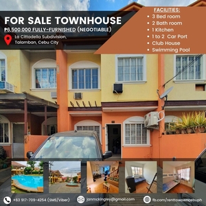 For sale Fully-furnished Townhouse in Talamban Cebu City