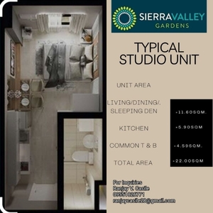 Studio Unit For Sale in Sierra Valley Gardens, Cainta, Rizal