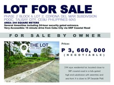 244 SQ.M. CORONA DEL MAR TALISAY PHASE 2 LOT FOR SALE
