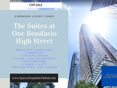 Brand New Luxury 2-Bedroom Condo Unit for Sale at The Suites at One Bonifacio High Street in Bonifacio Global City
