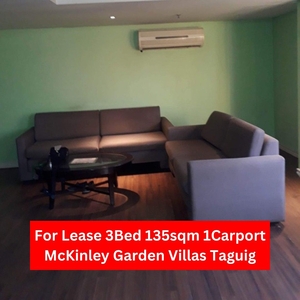 Staffhouse For Lease Furnished 3Bed 135sqm 1Parking McKinley Garden Villas Taguig near Venice Piazza Mall