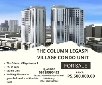 The Column Legaspi Village Studio Unit Condo for Sale on Carousell