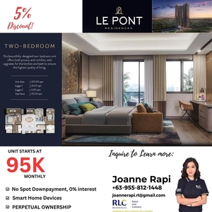 2 Bedroom condo unit for sale in Le Pont Residences located at Bridgetown Pasig on Carousell