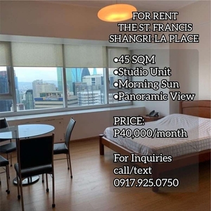 FOR RENT STUDIO UNIT AT THE ST. FRANCIS SHANGRI-LA PLACE on Carousell