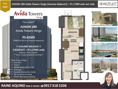 For sale! JUNIOR 1BR Avida Towers Verge (Assume Balance!) – P1.17Mil cash out only on Carousell