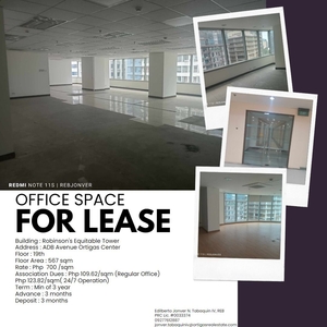 Long Term Office Space For Lease At Robinsons Equitable Tower Ortigas Center Pasig City on Carousell