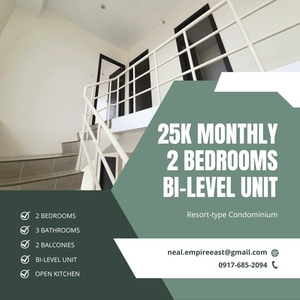 RFO BI-LEVEL UNIT 2BR LIPAT AGAD 25K MON. RENT TO OWN CONDO IN PASIG on Carousell