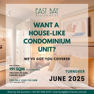 Ground Floor 3-Bedroom Suite For Sale at East Bay Residences, Muntinlupa City