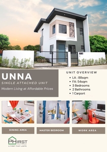 Unna Single Attached House unit (3BR, 2 Bathroom) for sale at General Trias