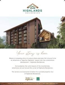 For Sale 1BR 35 sqm Highlands Residences, Tagaytay Highlands, Tagaytay