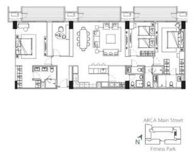 3 Bedroom Courtyard Suite Molave bldg. Gardencourt Residences @ ARCA South
