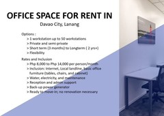 Office Space for Rent in Davao City - Fully furnished