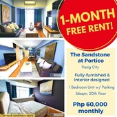 Fully-furnished 1BR w/ parking in Sandston at Portico Pasig City (1-month FREE RENT)