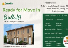 Two bedroom Ready to move-in Townhouse unit in Camella Bacolod