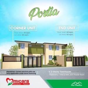 End unit, Portia Model in Micara Estates, Tanza