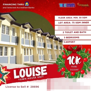 For Sale 3 Bedroom Louise Townhouse (Inner Unit) in Mawaque, Mabalacat Pampanga