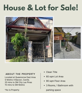 House and Lot Queensrow East Area S Molino 4, Bacoor, Cavite for sale
